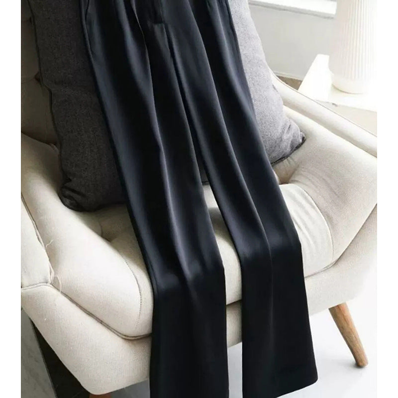 Dame elegant højglansbukser med smal pasform og komfortabel elastisk talje Stilla