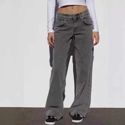 Dame brede High-Waist Jeans med afslappet snit og unikke vaskninger Stilla