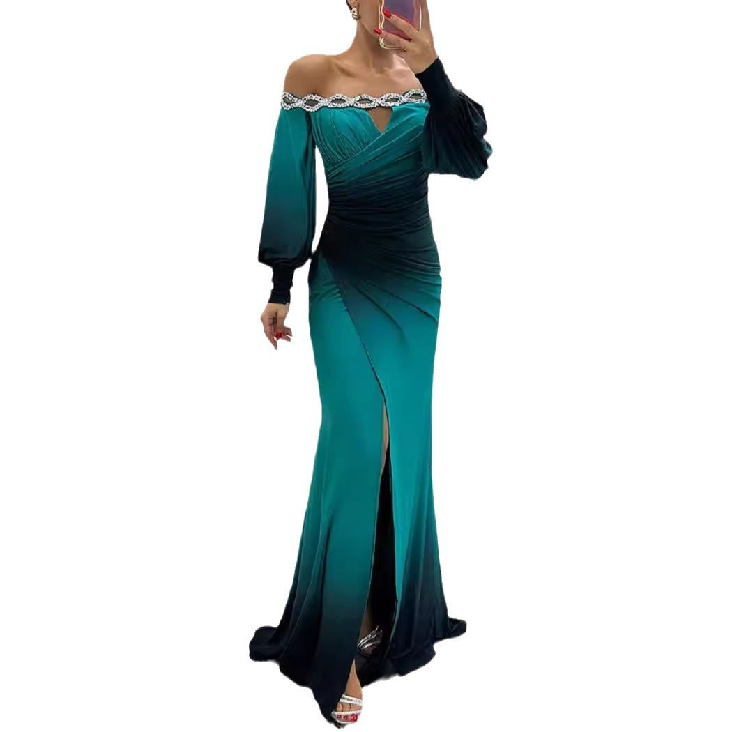 Dame elegant aftenkjole med glitrende taljeudskæring og flydende skirt Stilla