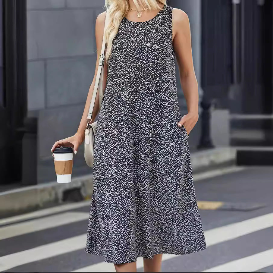 Dame afslappet maxikjole med blomstermønster og praktiske lommer Stilla