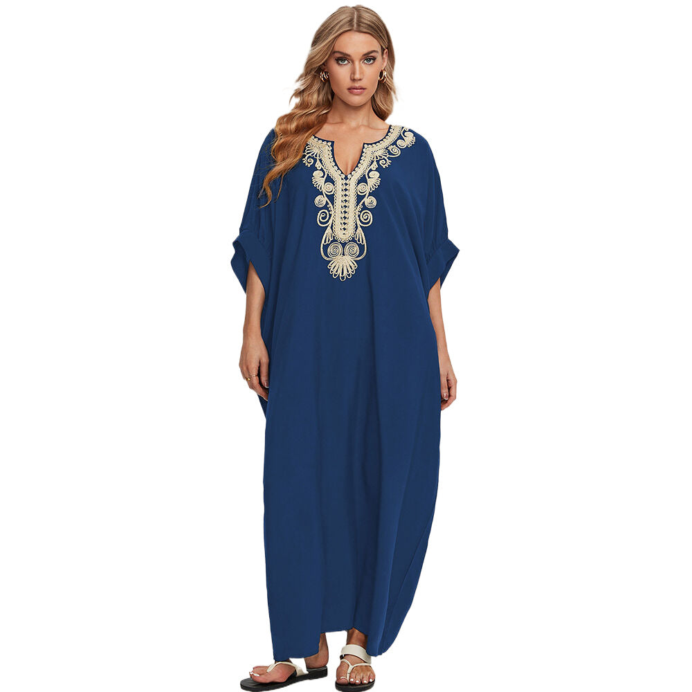Dame Elegant Kaftan med kunstneriske broderier Stilla