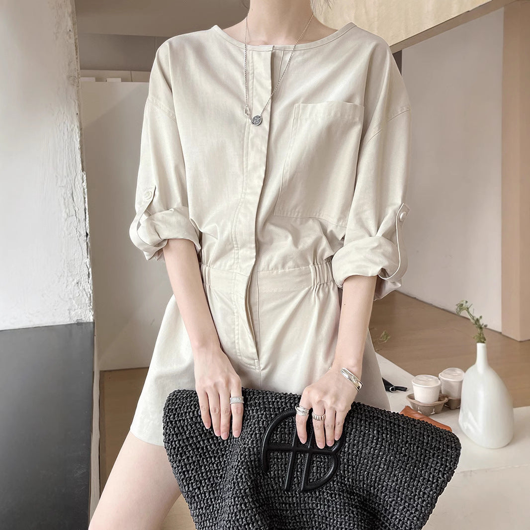 Dame afslappet skjortebluse med taljeret snit og praktisk brystlomme Stilla