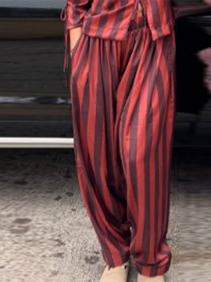 Dame harem shorts med elegant stribet struktur Stilla