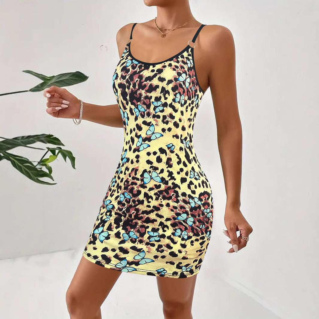 Dame Elegant Bodycon Kjole med Floral- og Dyretryk Stilla