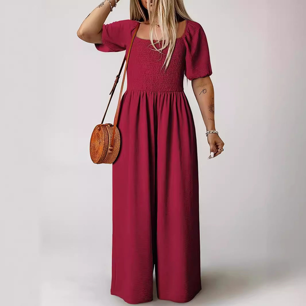 Dame Elegant Jumpsuit med Puffærmer og bred skæring Stilla