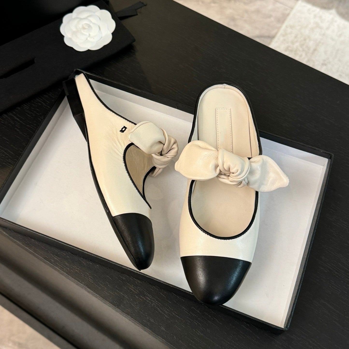 Dame Dekorativ Sløjfe-Detalje Ballerina Flade Stilla