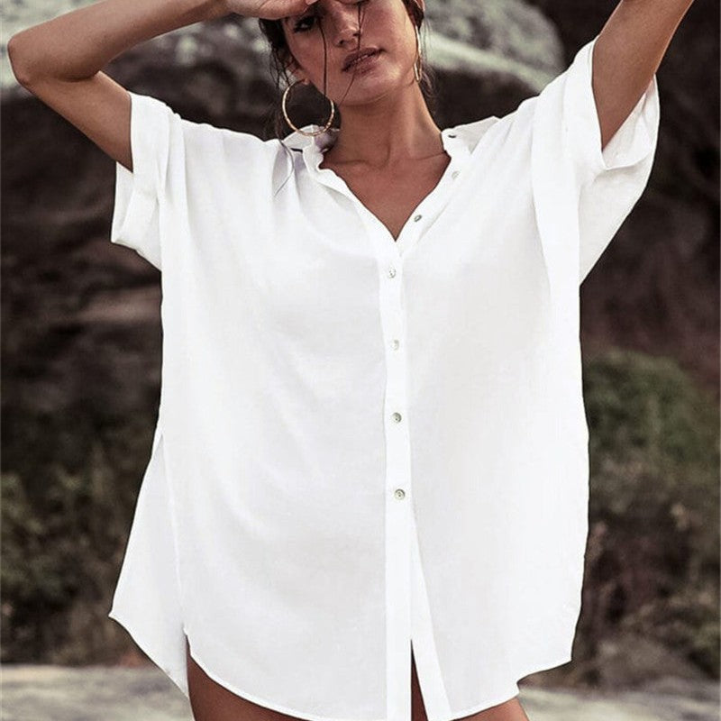 Dame afslappet bluse med løs pasform og knapdetaljer Stilla