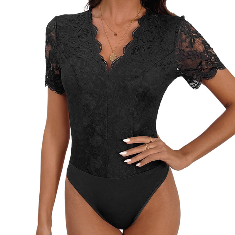 Dame elegant bølget spids bodysuit Stilla