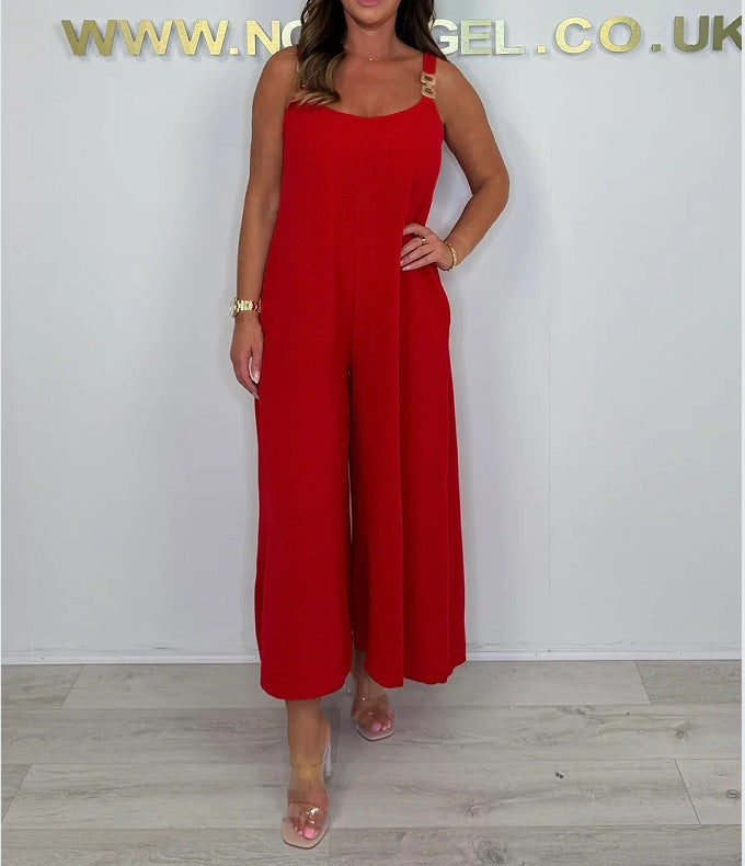 Dame Løs Jumpsuit med delikate stropper og brede ben Stilla