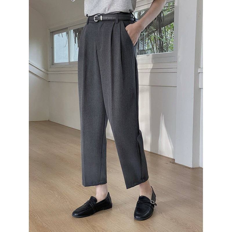 Dame elegant høj talje jakkesæt bukser med folder og bæltestropper Stilla