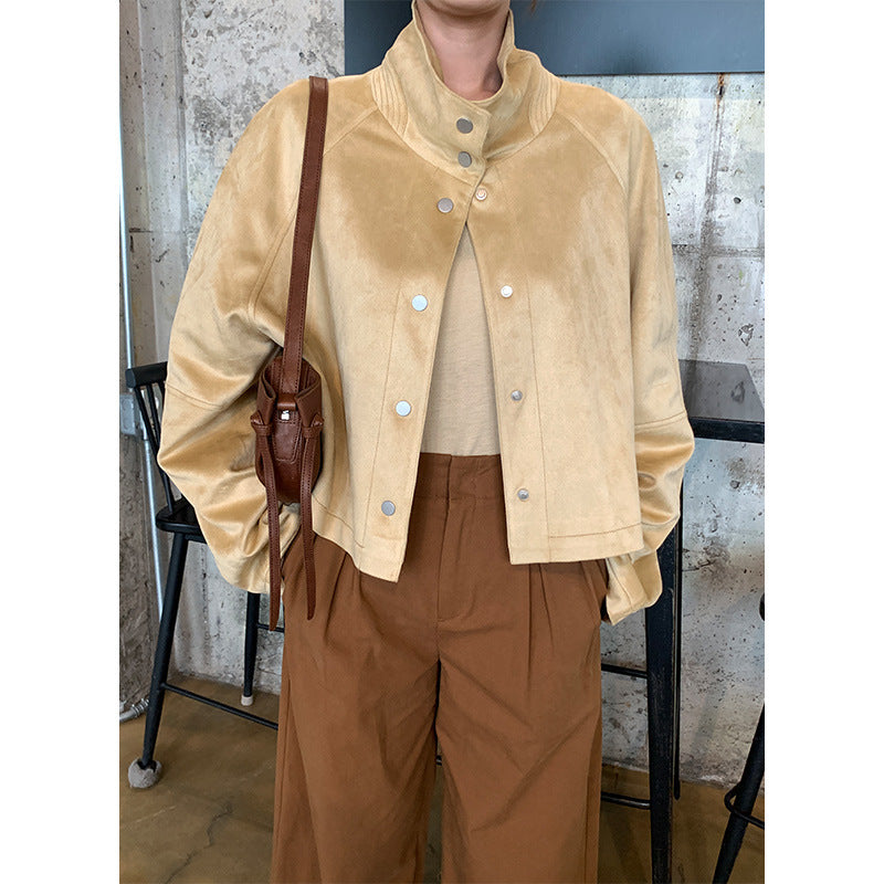 Dame cropped overgangsjakke med blødt materiale og elegant krave Stilla