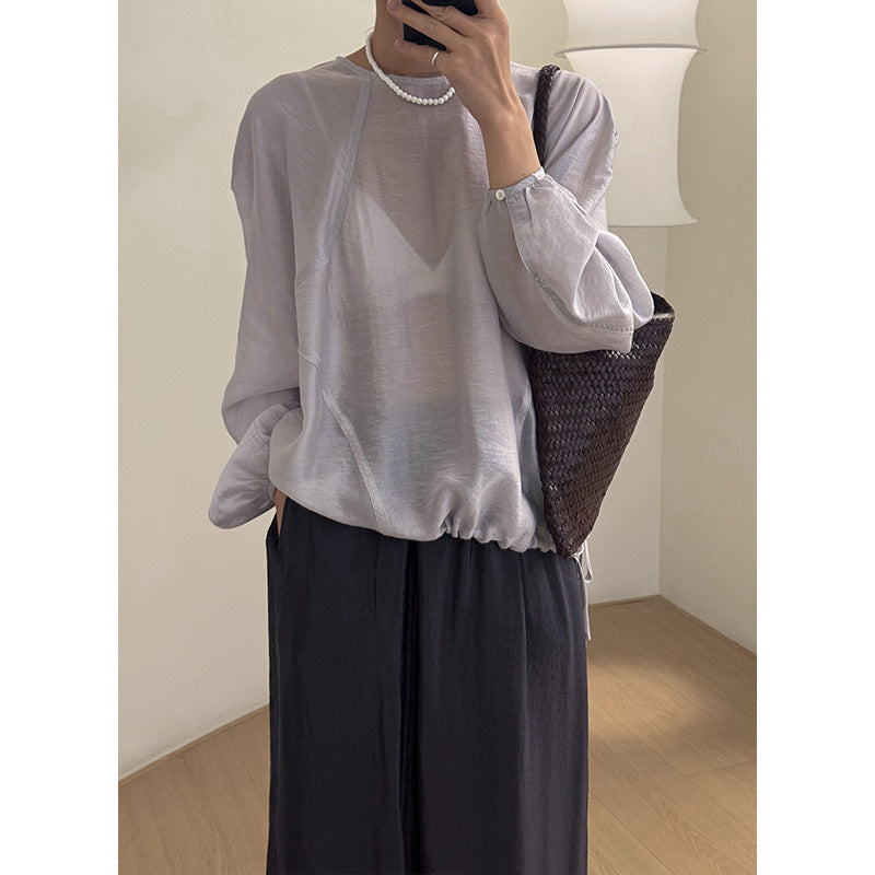 Dame afslappet langærmet overdel med raglan ærmer og justerbar søm Stilla