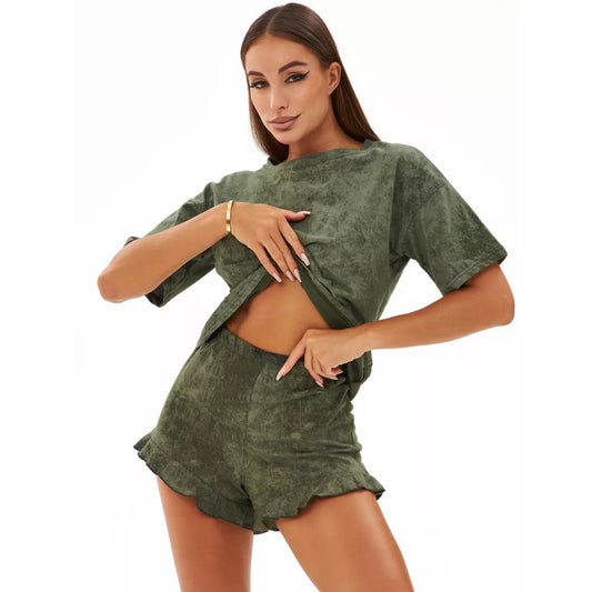 Dame afslappet kortærmet top med knudedetalje Stilla