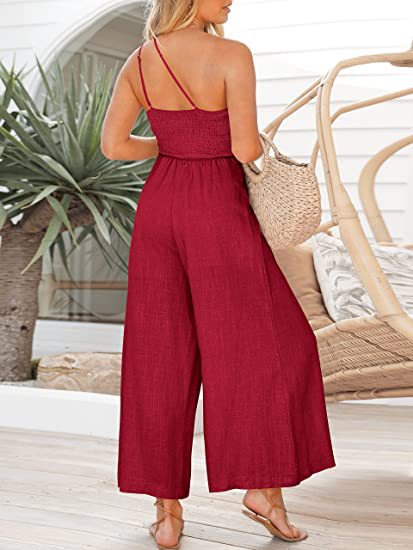 Stilla | One Shoulder Bred Ben Fast Farvet Jumpsuit