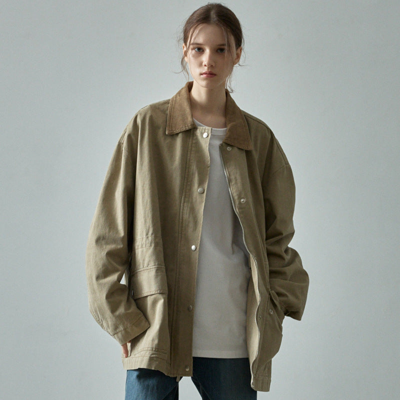 Dame afslappet oversized jakke med lommer Stilla