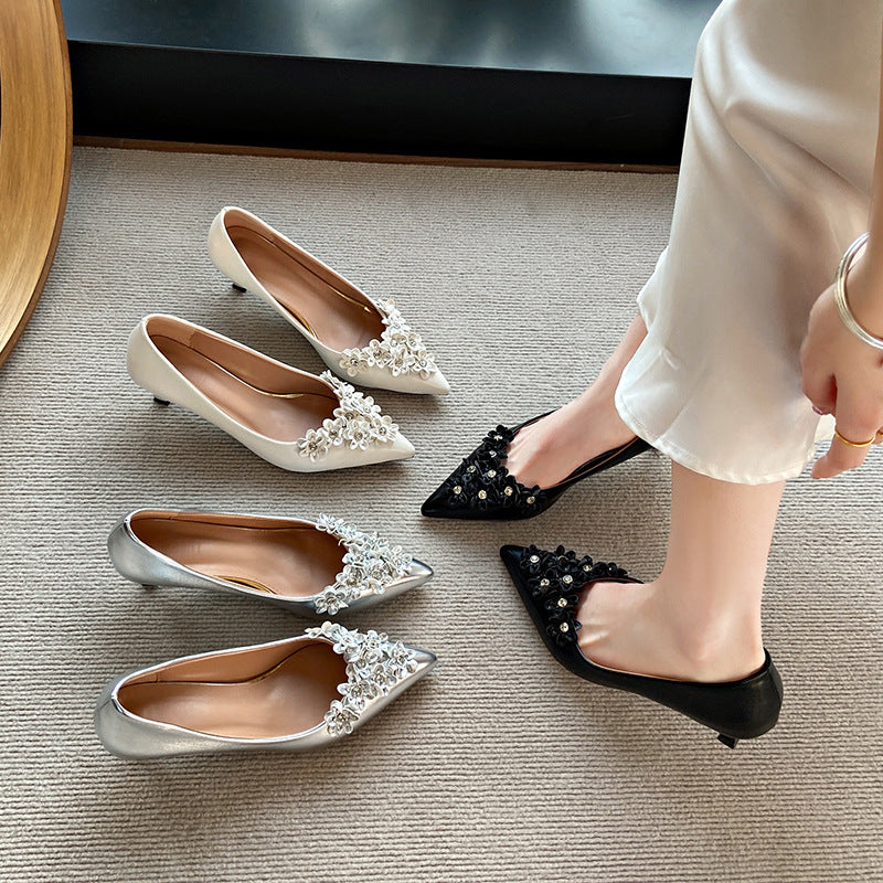 Dame Dekorative Florale Pyntet Kitten Heels Stilla