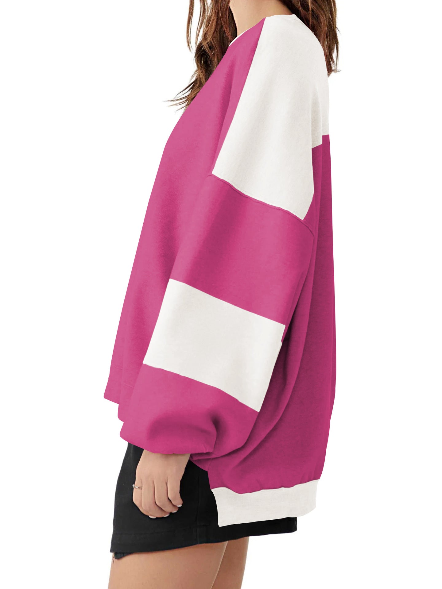 Dame afslappet oversized sweater med moderigtigt farveblokdesign og blødt stof Stilla