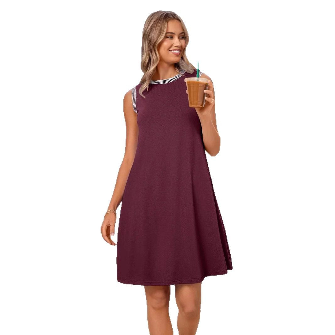 Dame A-formet fritidskjole med stribede ærmer Stilla