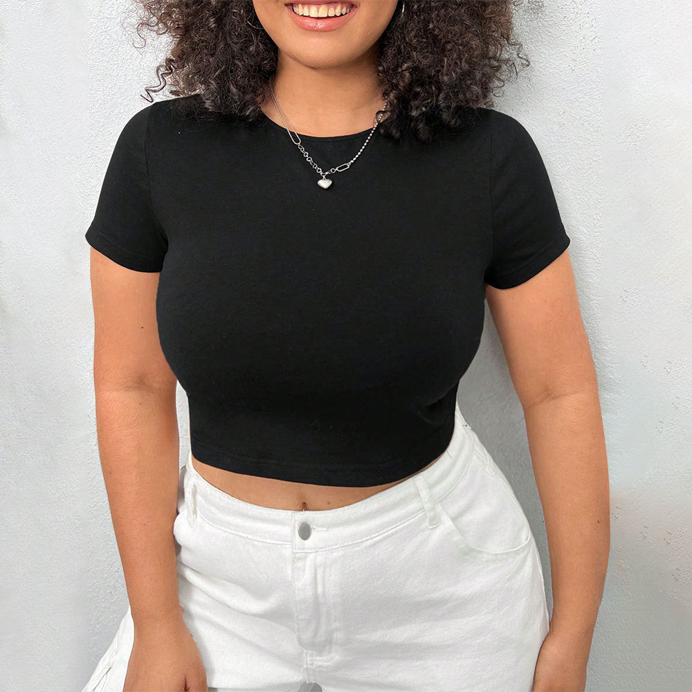 Dame cropped T-shirt med høj talje og behagelig pasform Stilla