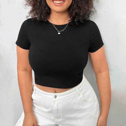 Dame cropped T-shirt med høj talje og behagelig pasform Stilla