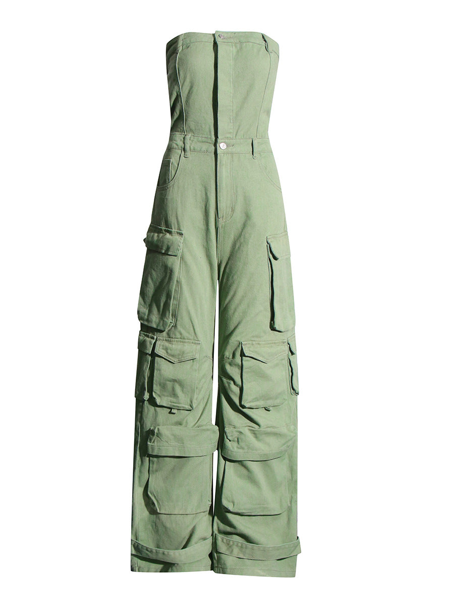 Dame Cargo- jumpsuit med smalt overdel og praktiske lommer Stilla