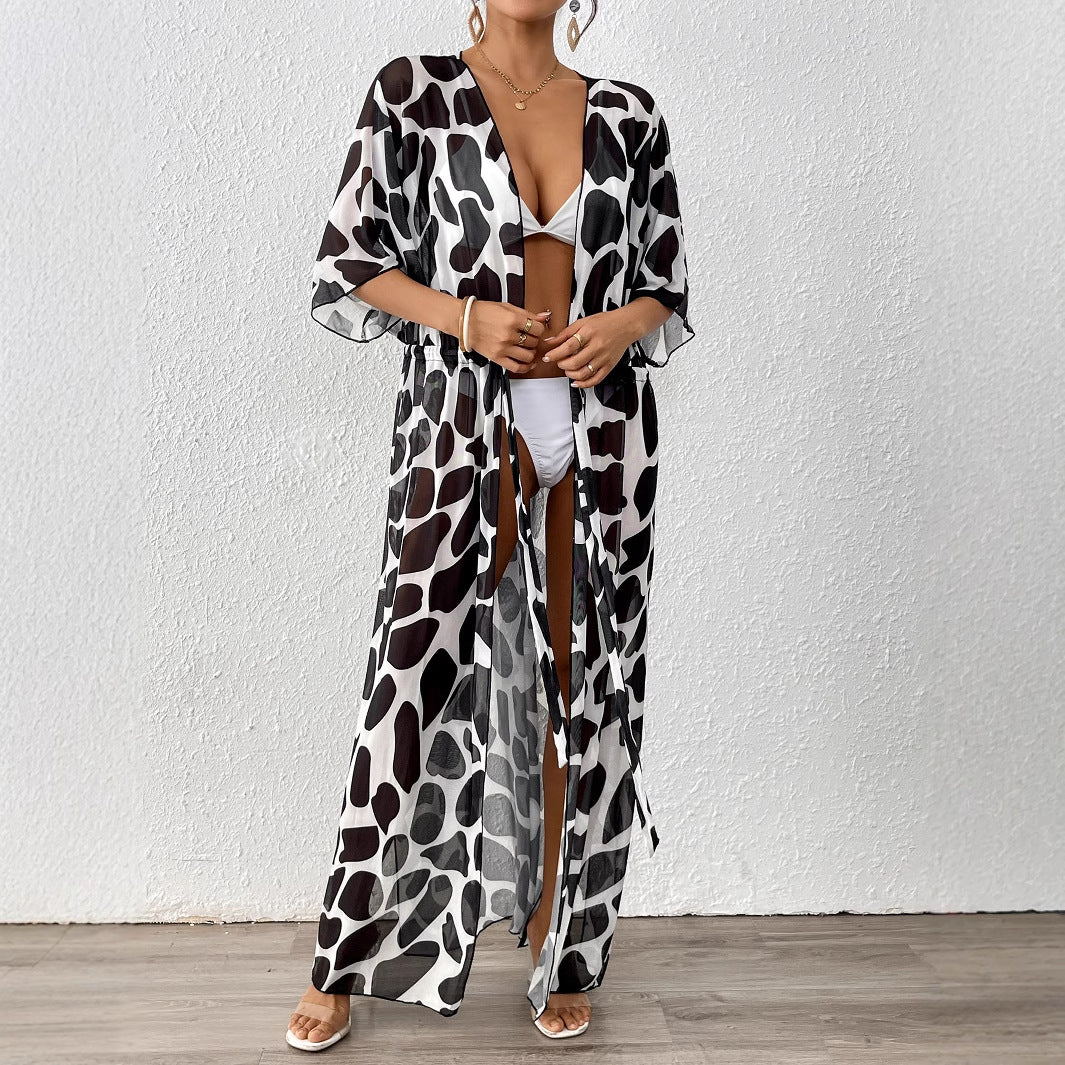 Dame elegant Kaftan med moderne dyremønster Stilla