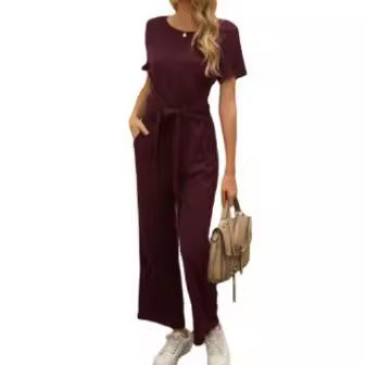 Dame Elegant Jumpsuit med Talje bælte og praktiske lommer Stilla