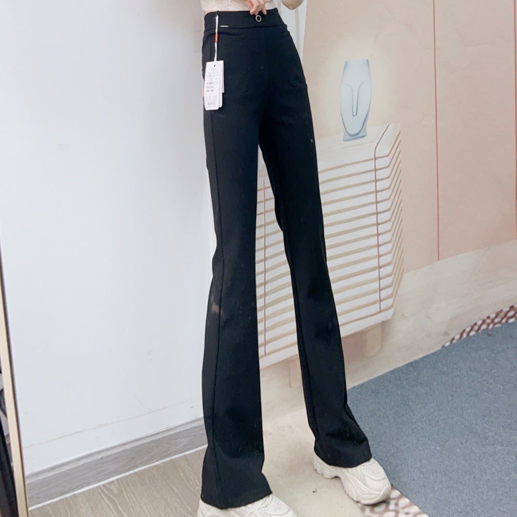 Dame Elegant Flared-Bukser med høj talje og dekorativ knap Stilla