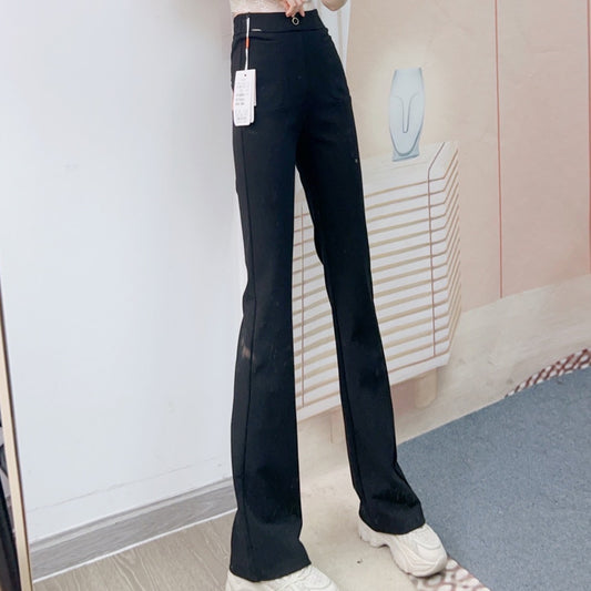 Dame Elegant Flared-Bukser med høj talje og dekorativ knap Stilla