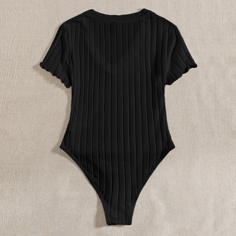 Dame bodysuit med V-udskæring og ribstrik Stilla