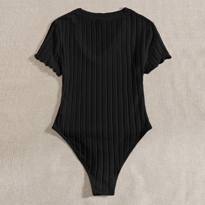 Dame bodysuit med V-udskæring og ribstrik Stilla