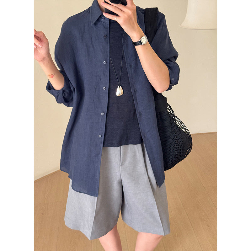 Dame afslappet skjorte med åndbar struktur og moderne snit Stilla