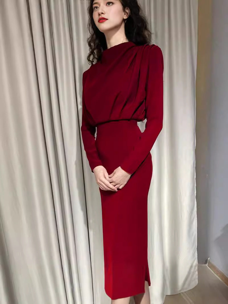 Dame elegant Etuikjole med langærmet og høj halsudskæring Stilla