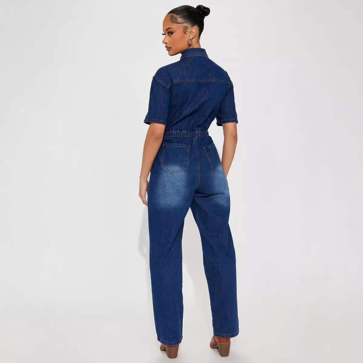 Dame Denim-Overalls med figursyet snit og praktiske lommer Stilla