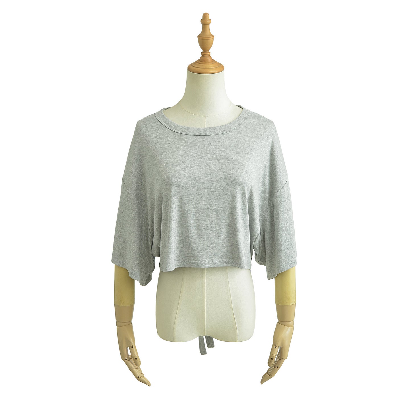 Dame cropped T-shirt med afslappet snit og bundet detalje Stilla