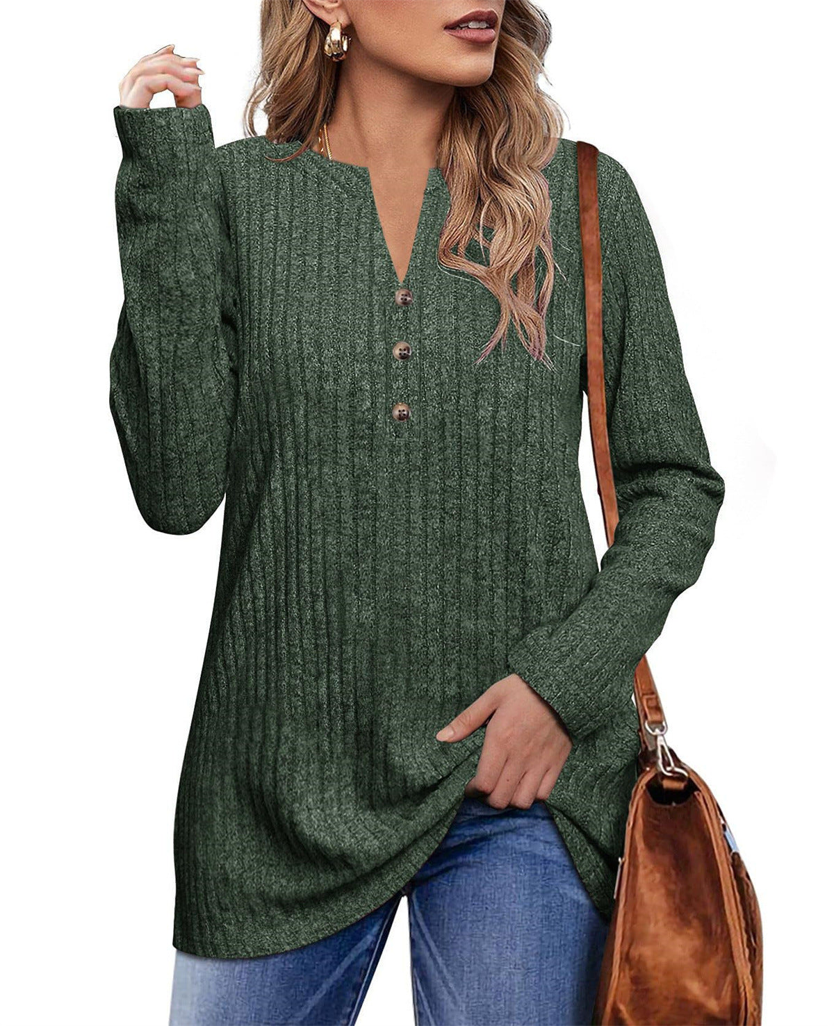 Dame afslappet langærmet sweatshirt med struktureret design og knapdetaljer Stilla