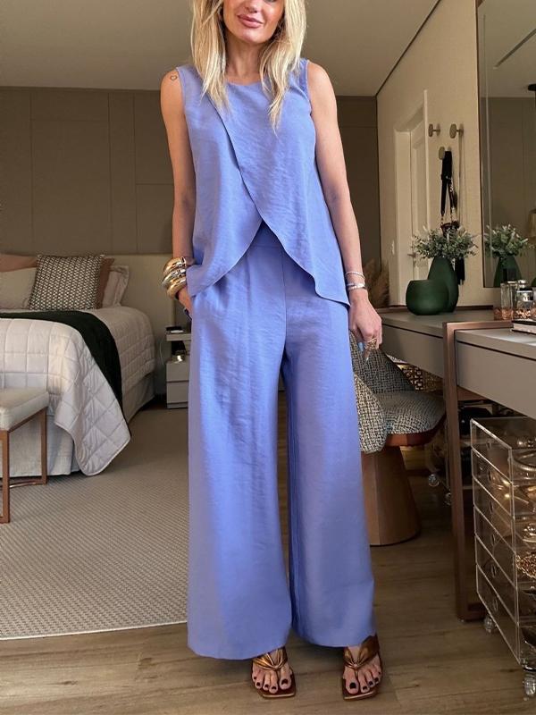 Dame Afslappet Jumpsuit med elegant Vikledesign og brede Ben Stilla