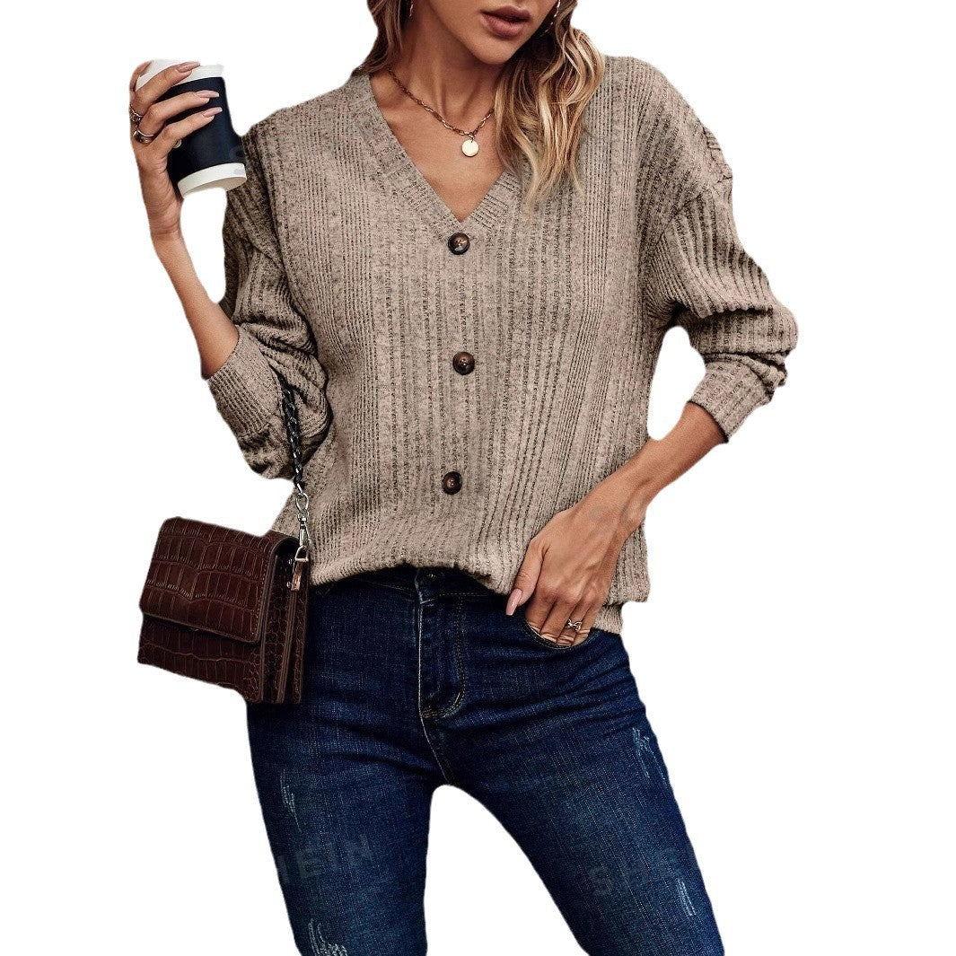 Dame afslappet cardigan med knapper Stilla