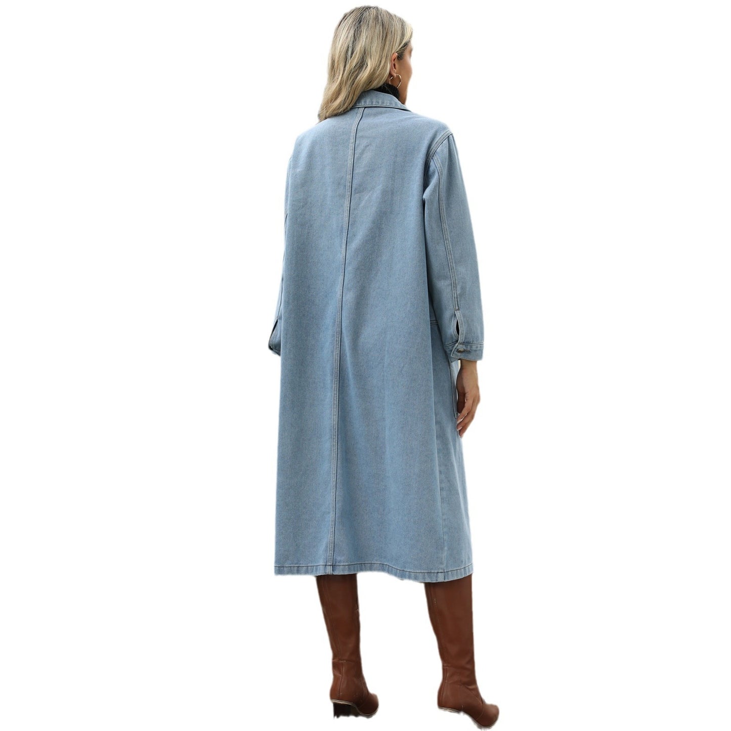 Dame Denim-Midijakke med praktiske lommer og afslappet snit Stilla