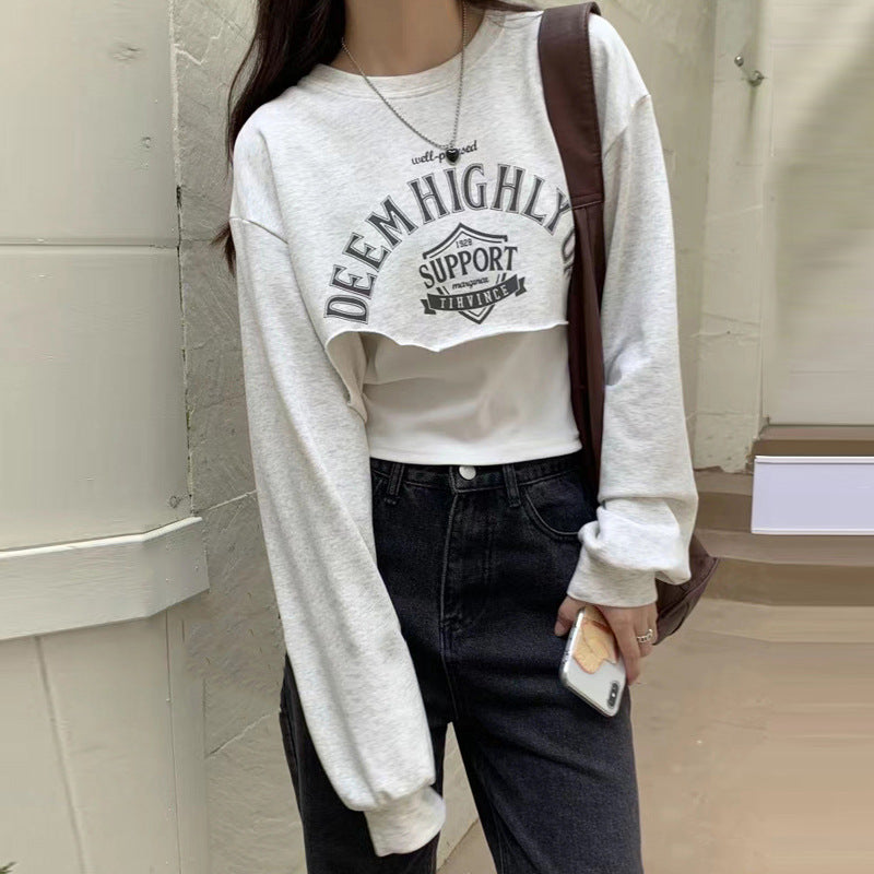 Dame Cropped Graphic Sweatshirt med legende slogan Stilla