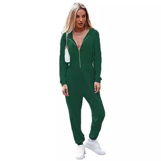Dame moderat Jumpsuit med praktiske lommer og høj krave Stilla
