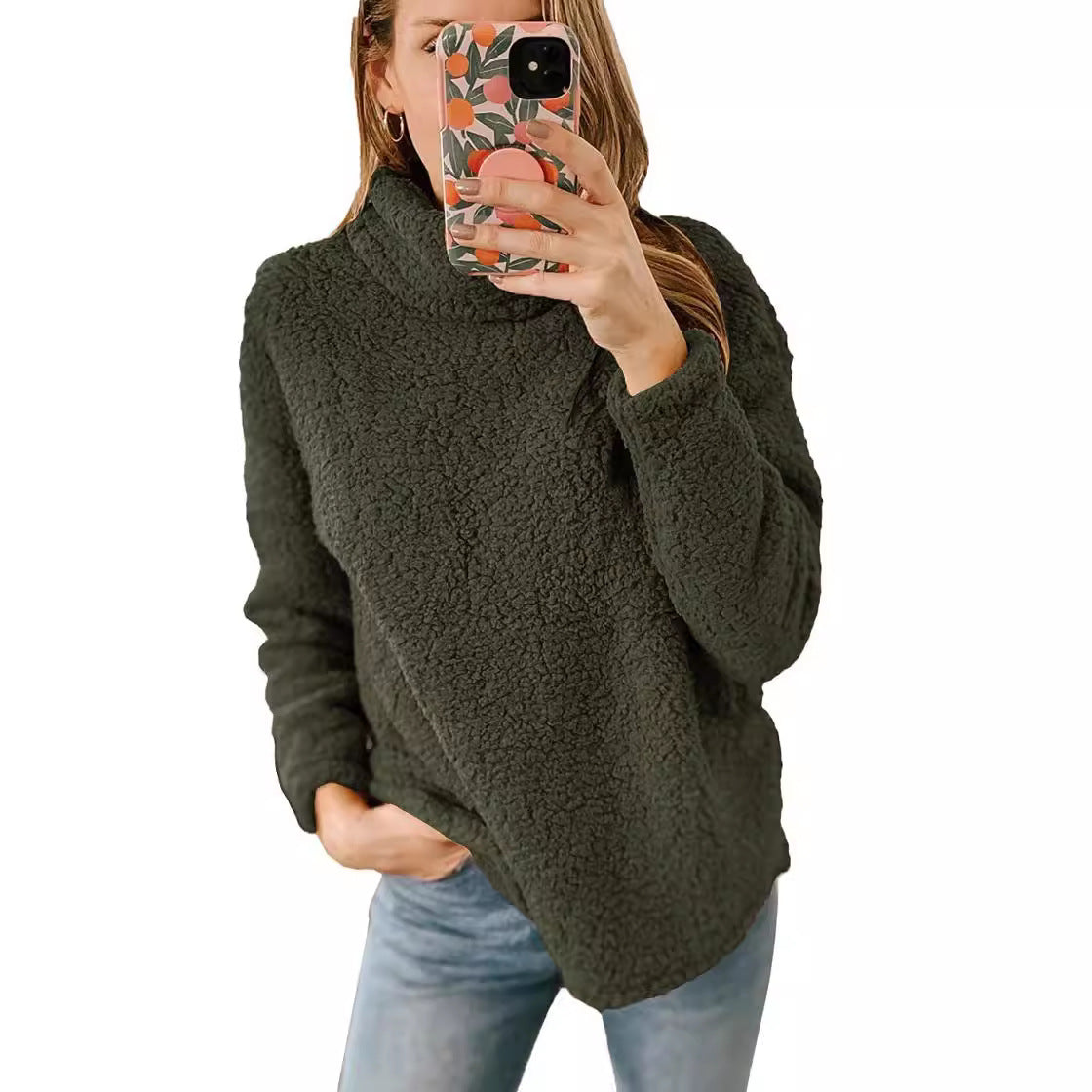 Dame hyggelig sweater i oversized stil med høj krave og blødt overmateriale Stilla