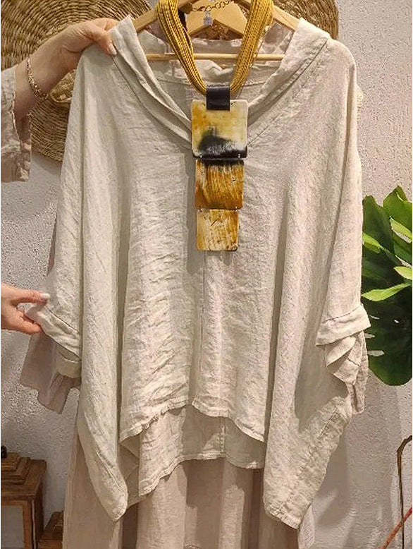 Dame afslappet oversized bluse med hætte og løs pasform Stilla