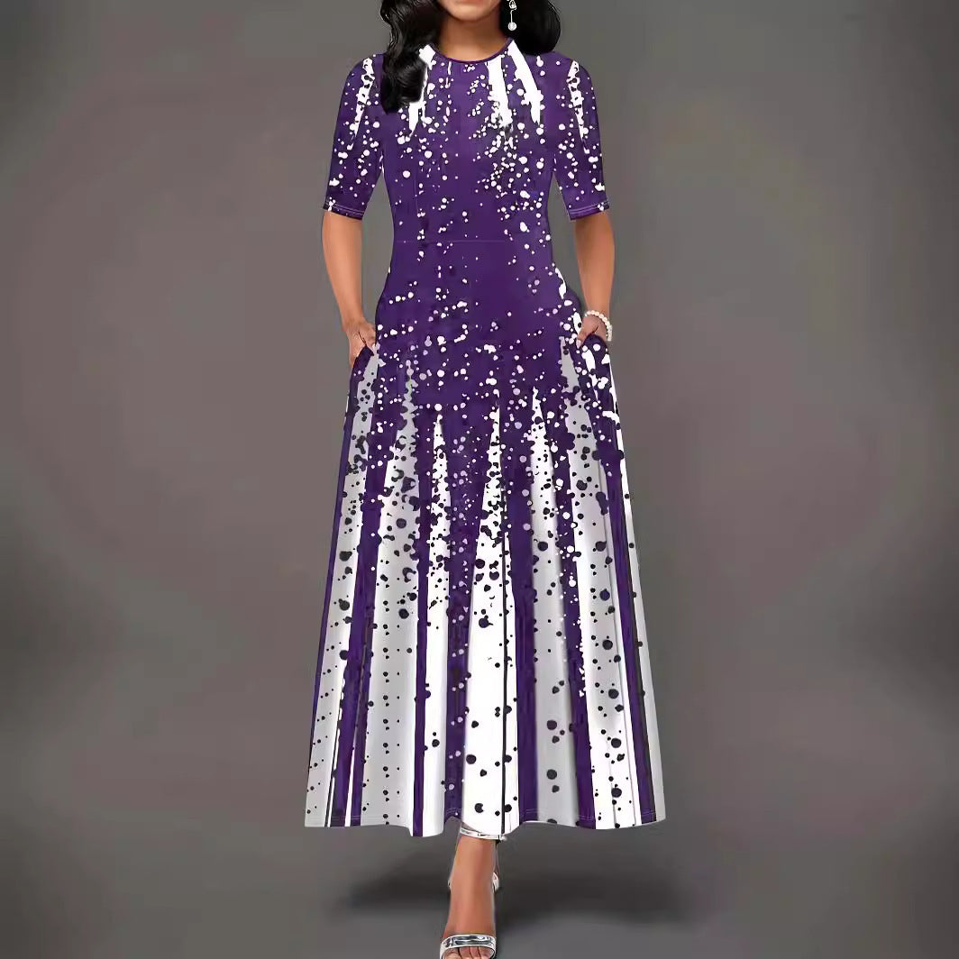 Dame Elegant A-linje Maxikjole med modernetryk Stilla