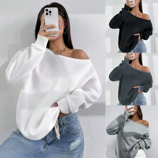Dame afslappet Off-Shoulder sweater med løs pasform Stilla