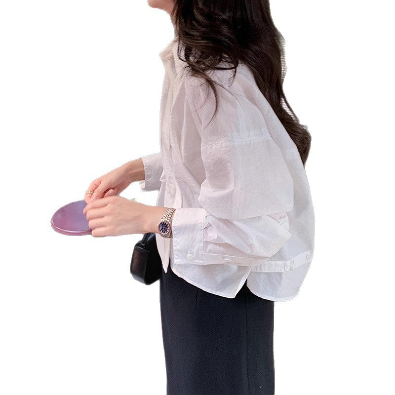 Dame afslappet bluse med ballonformede ærmer og elegant drapering Stilla