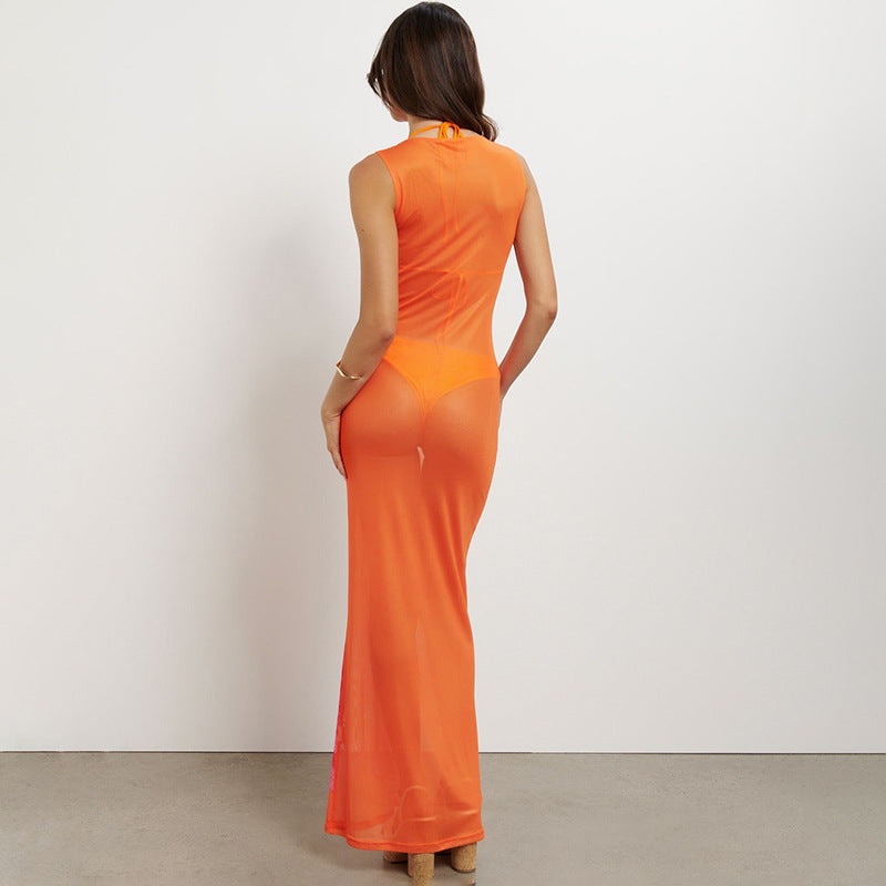 Dame Elegant gennemsigtigt Maxikjole med blomsterprint Stilla