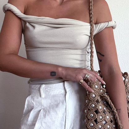 Dame Off-Shoulder Bodysuit med Draperet Design Stilla