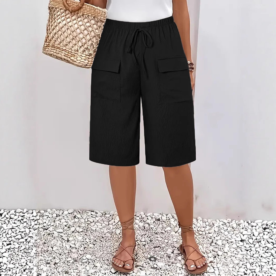 Dame afslappede cargo-shorts med elastisk talje og praktiske lommer Stilla
