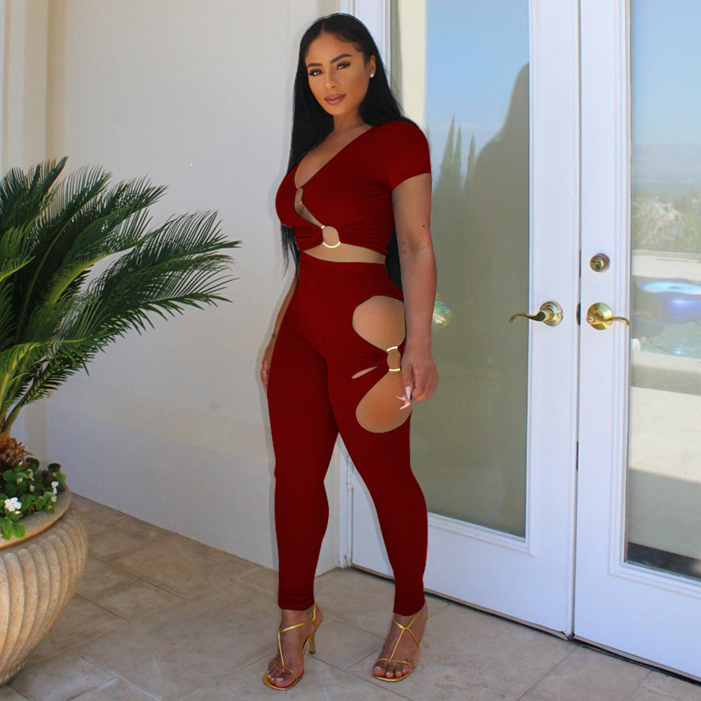 Dame figurtilpasset Cut-Out-jumpsuit med eksklusive accenter Stilla